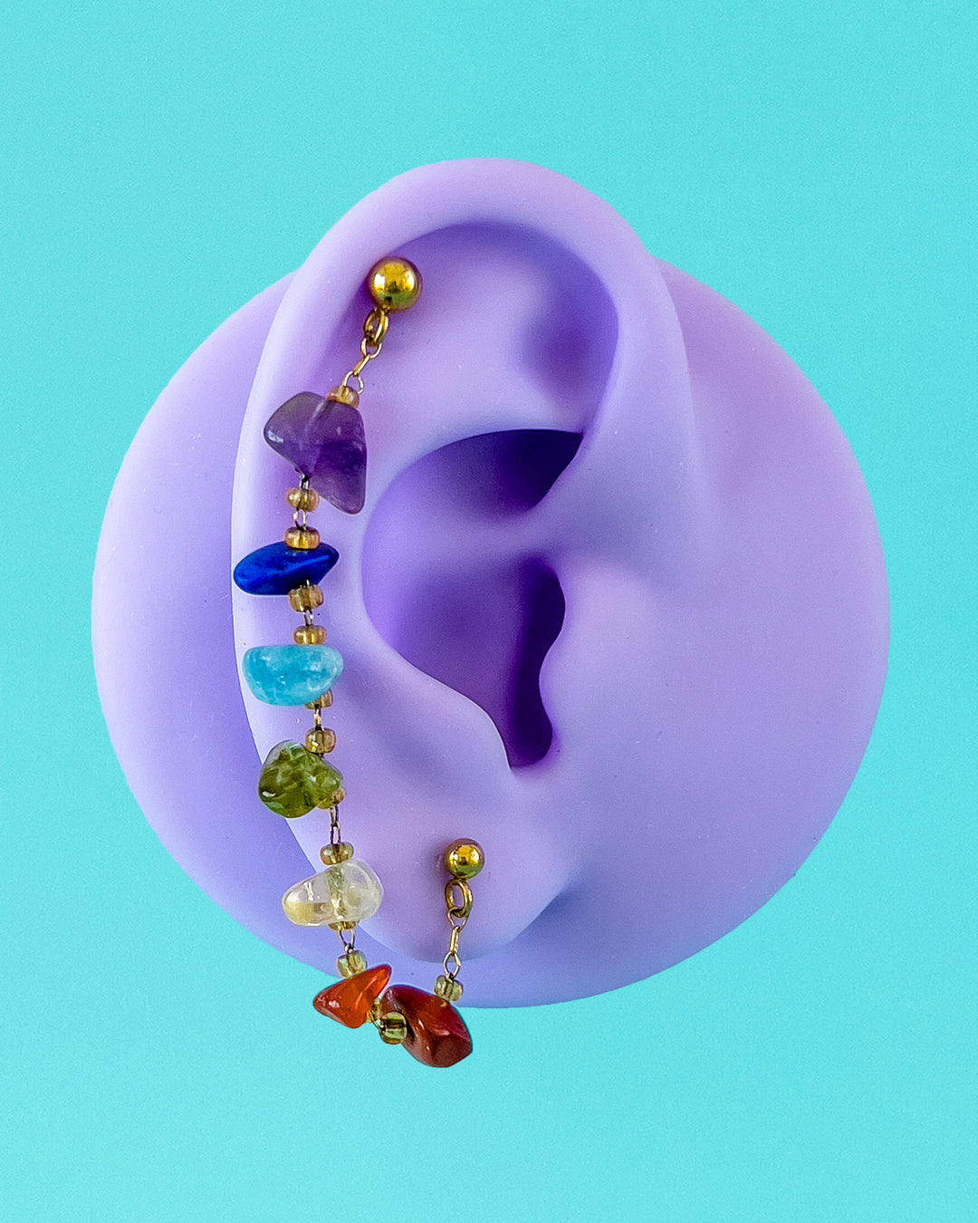 Chakra Double Stud Helix Earring (Single)